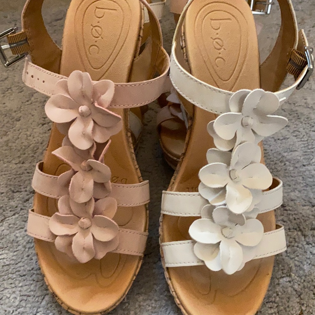 Pair Of Flowery Boc Wedges